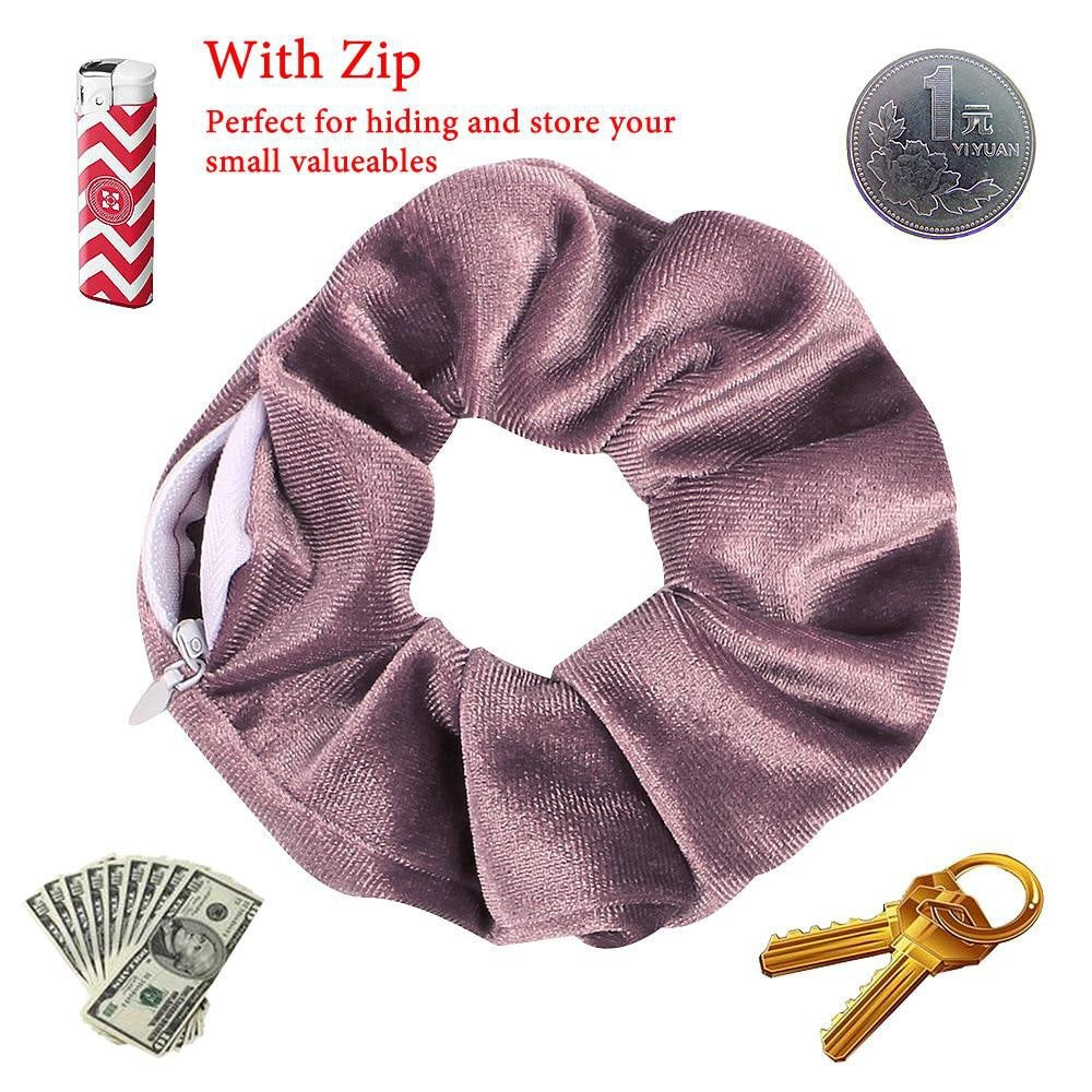 Invisible Zipper Suede Large Intestine Hair Ring