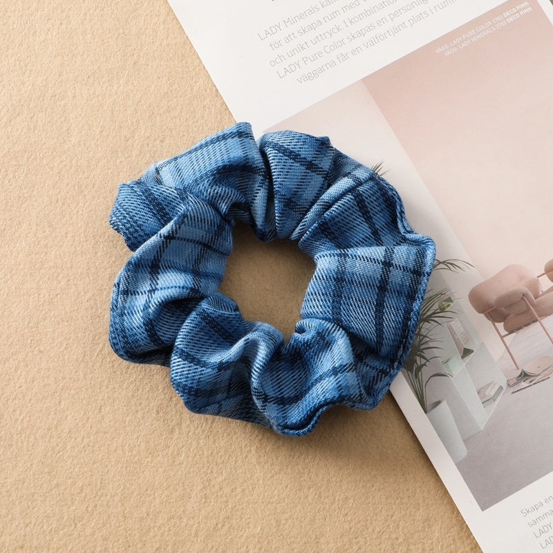 Best Plaid Print Large Intestine Ring Women's Hair Tie