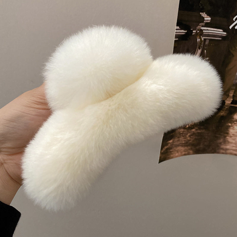 Oversized Rabbit Plush Grab Clip Senior Sense Light Luxury Hair Clip Female