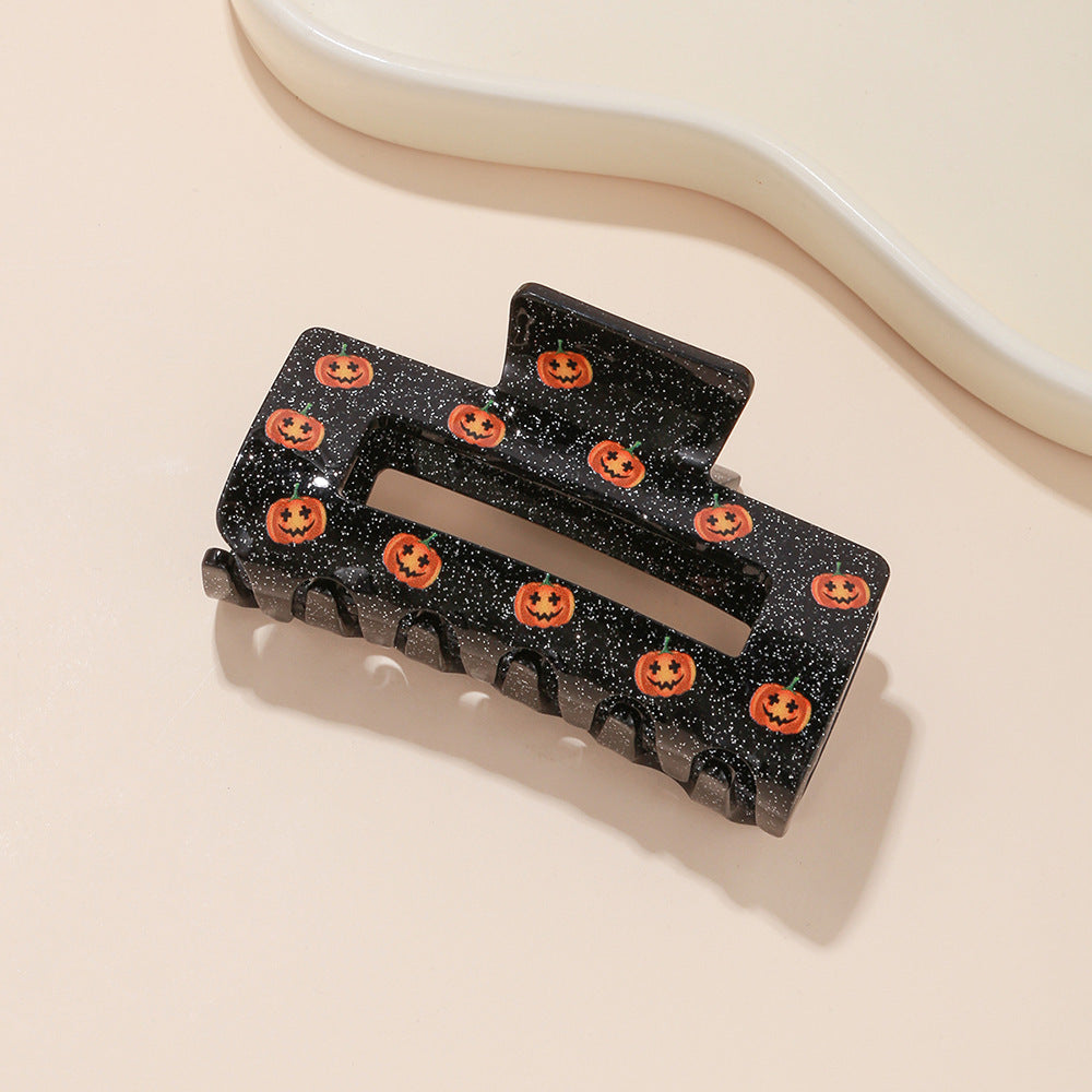 Halloween Square Hollow Simple Pumpkin Barrettes