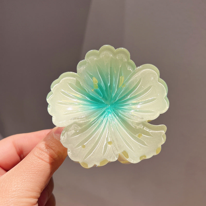 Gradient Color Curly Heart Flower Barrettes Large Headdress