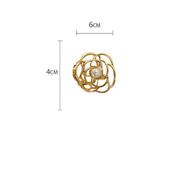 Best Cutout Camellia Matte Medium Grab Clip Back Of Head Hair Clip