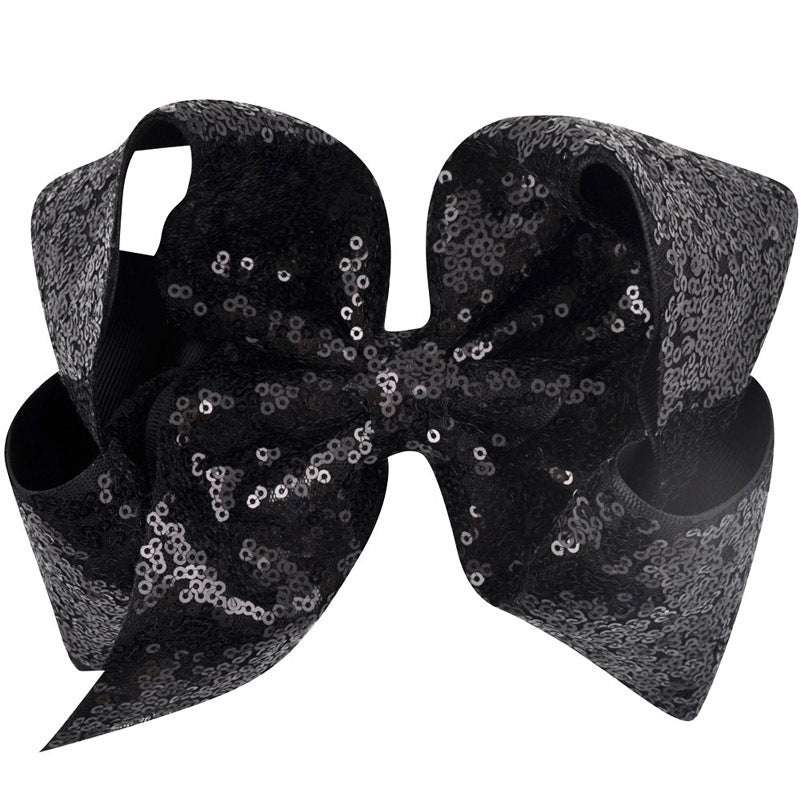 Women's Solid Color Sequin Big Bow Hair Clip