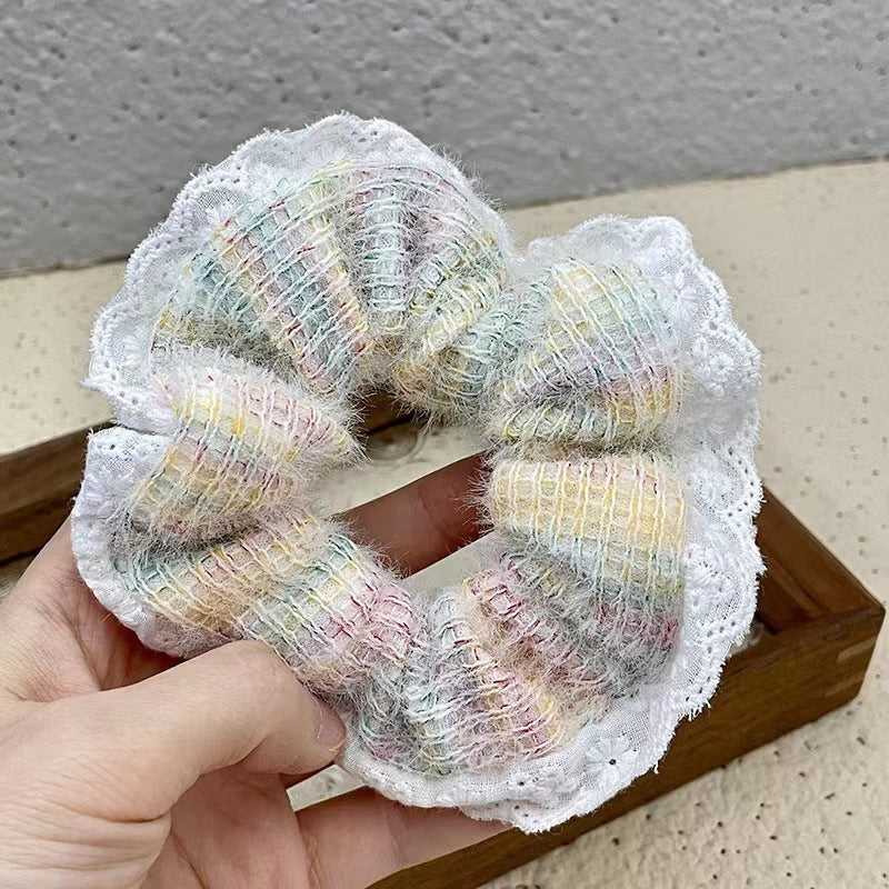 Plush Hair Ring Large Intestine Ring Candy Color Hair Rope