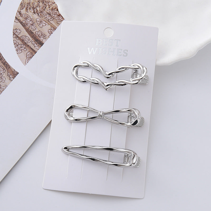 Cold Wind Metal Barrettes Silver Shaped Wave