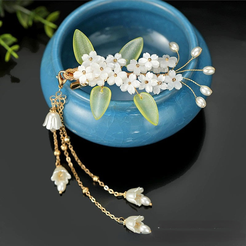 Women's Tassel Clip Antique Style Lily Of The Valley Hair Accessories