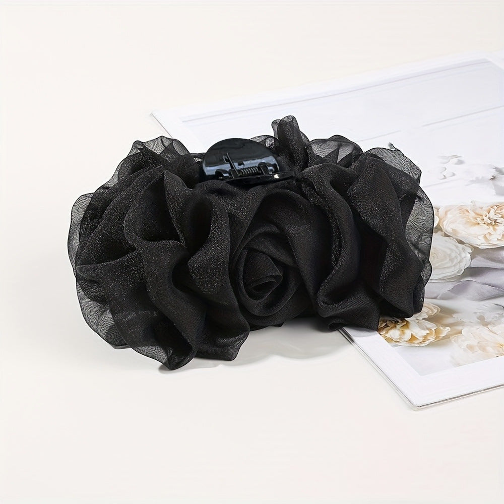 Chiffon Bow Barrettes Back Head Updo Hair Claw