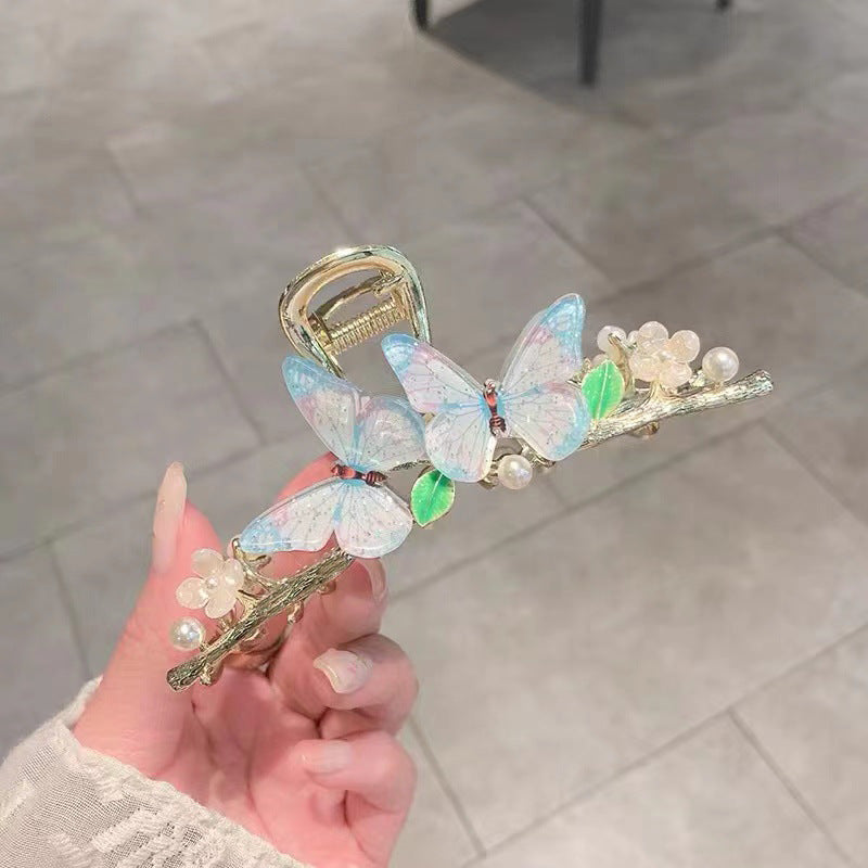 Best Summer Elegant Pearl Butterfly Large Grip New High Sense Internet Influencer Hair Clip