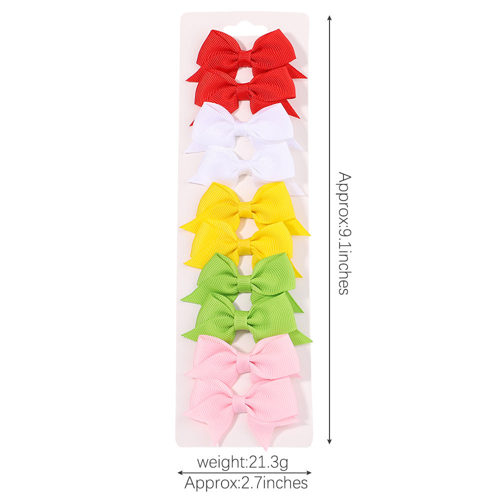 Solid Color Ribbon Bow Hair Clip Set