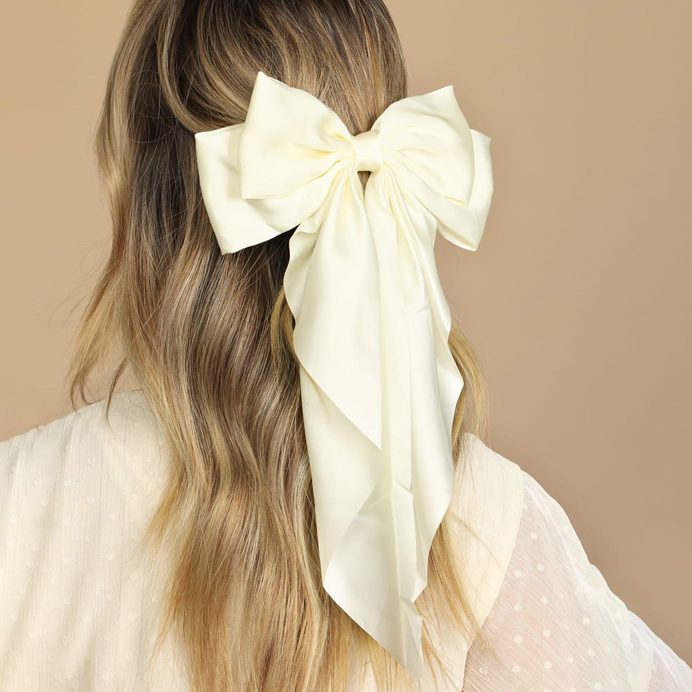 Retro Oversized Big Bow Hairpin Back Head Fixed Head Hair Clip Ins Temperament Spring Clip Headdress