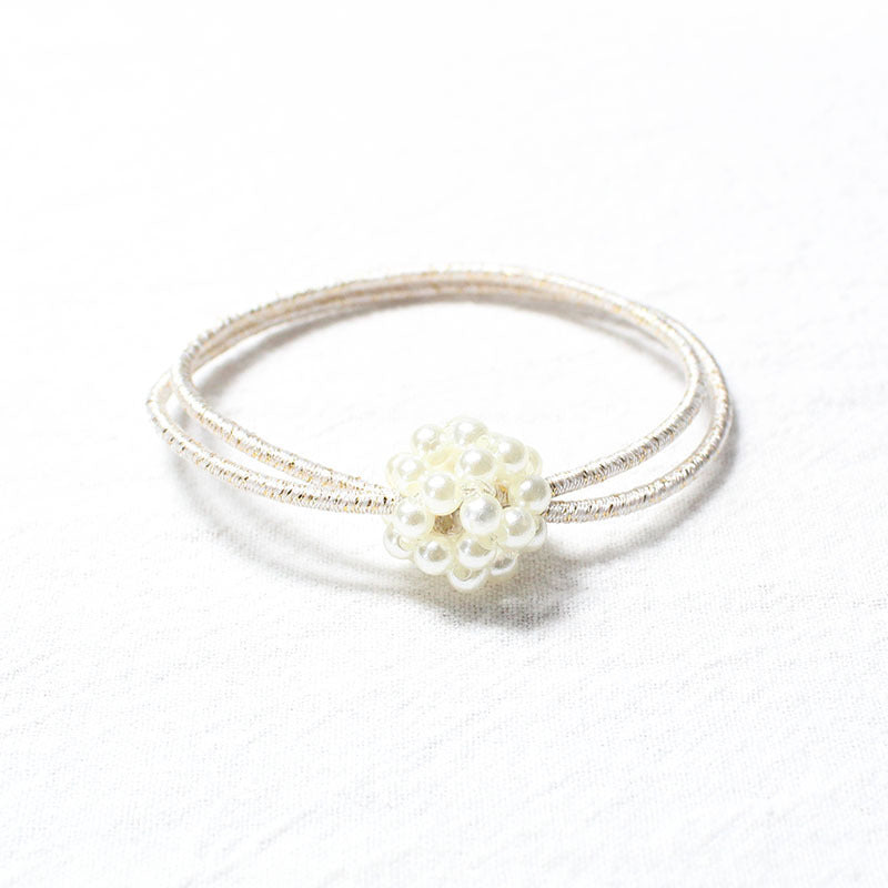 Weaving Hollow Round Ball Pearl Hair Ring