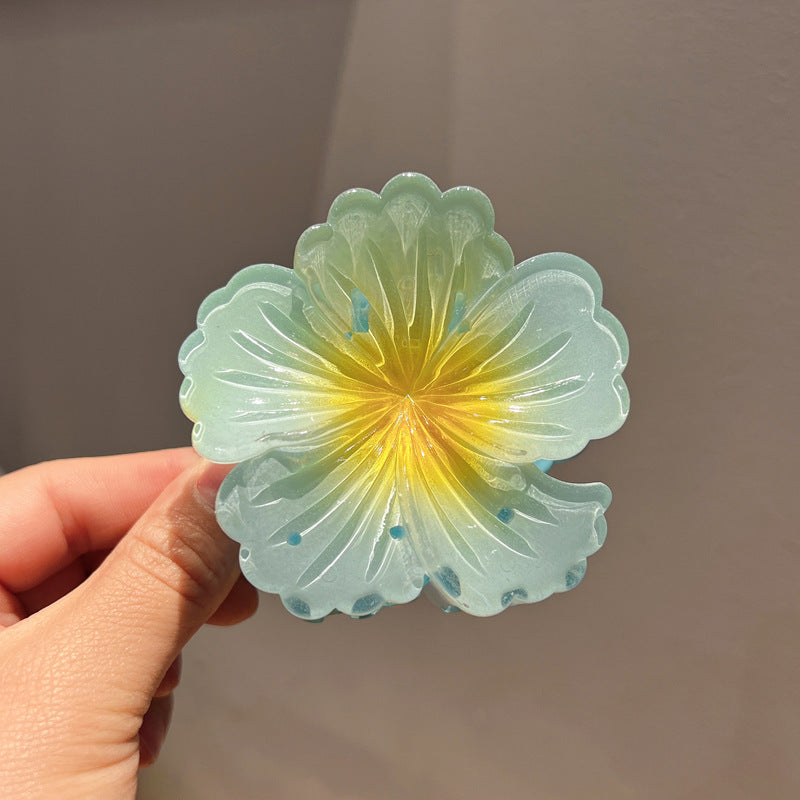 Gradient Color Curly Heart Flower Barrettes Large Headdress