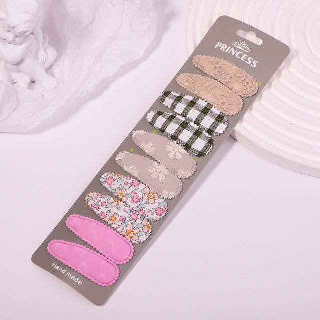 Women's Fashion Embroidered Print Teardrop Hair Clip