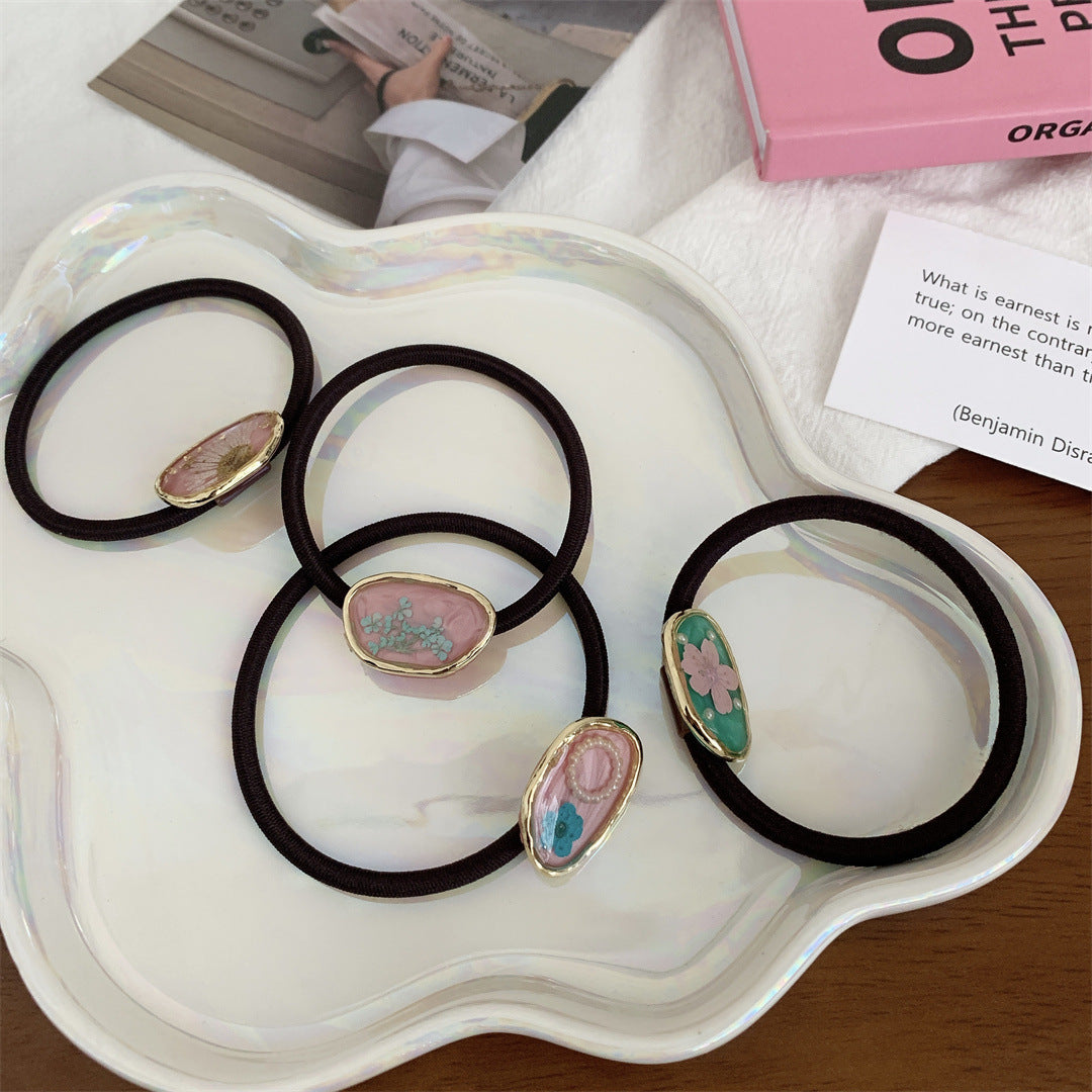 Sweet Dripping Oil Eternal Flower Hair Ring Niche
