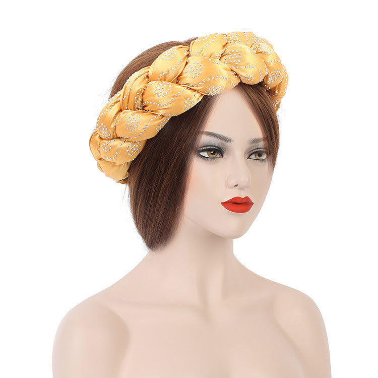 Satin Multicolor Perm Drill New Twist Braid Hairband Hair Ring