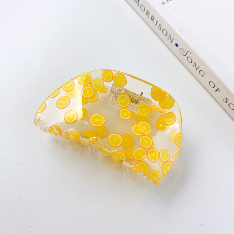 Women's Acrylic Fruit Pattern Geometric Shape Hair Clip