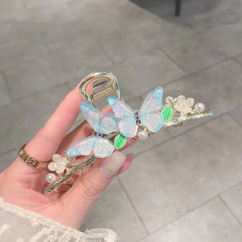 Best Summer Elegant Pearl Butterfly Large Grip New High Sense Internet Influencer Hair Clip