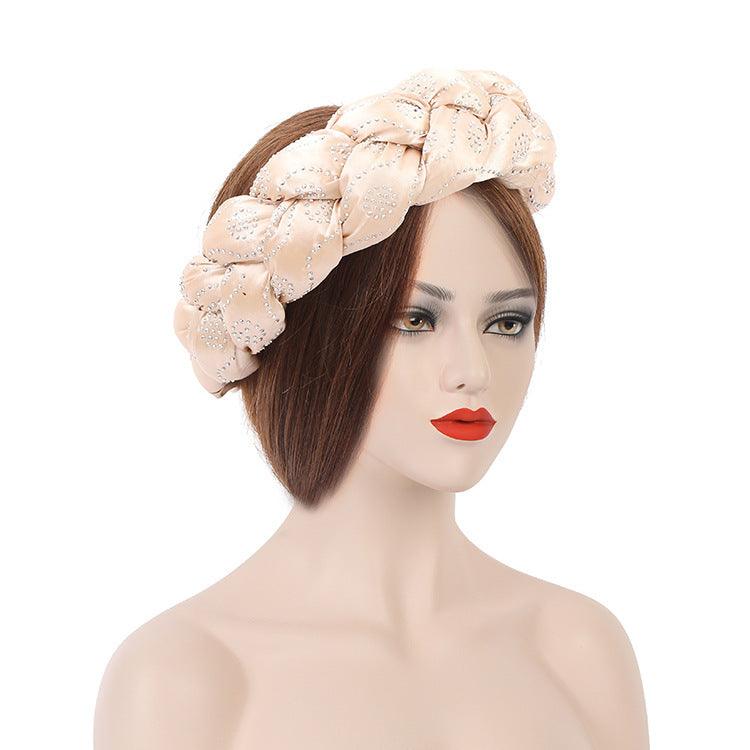 Satin Multicolor Perm Drill New Twist Braid Hairband Hair Ring