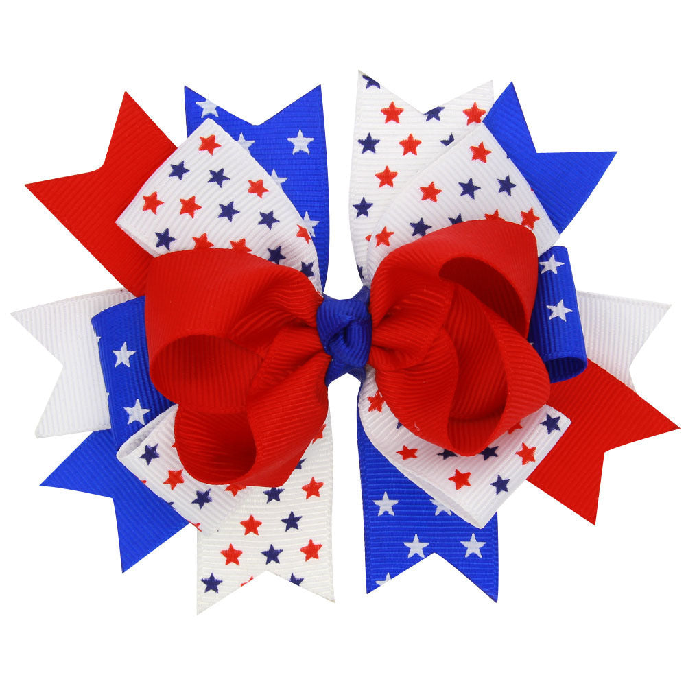 Children's Bow Hair Accessories Colorblock Bound Hair Clip