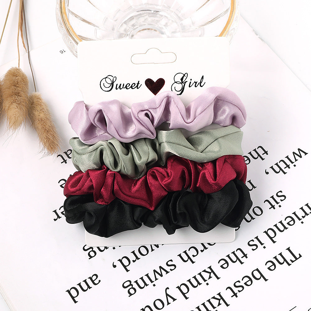 Simple Fabric Large Intestine Hair Ring Candy Color Hair Rope Large Intestine Ring Set
