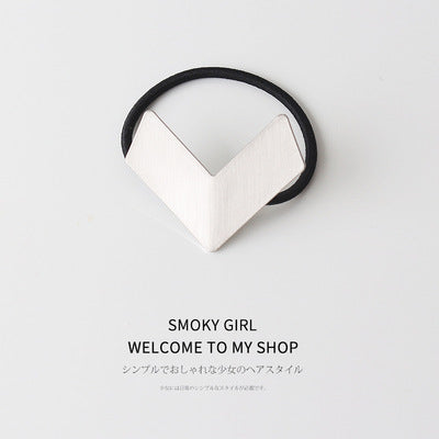European And American Ins Cold Style Geometric Metal Brushed Hollow Hair Ring