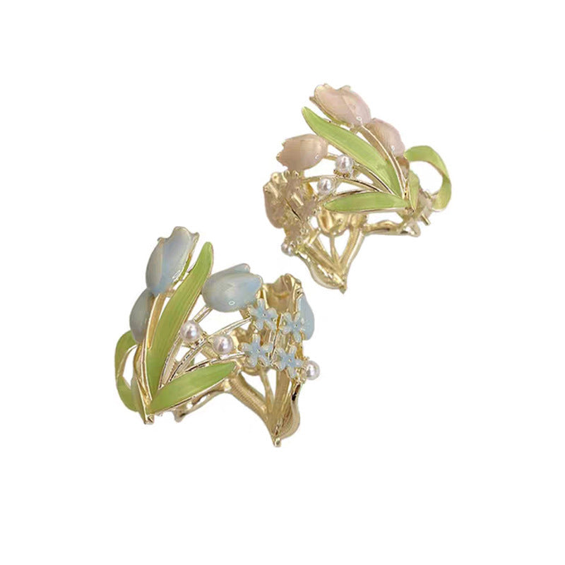 Best Tulips High Ponytail Hair Claws Barrettes Women Back Of Head Fixed Artifact Headband