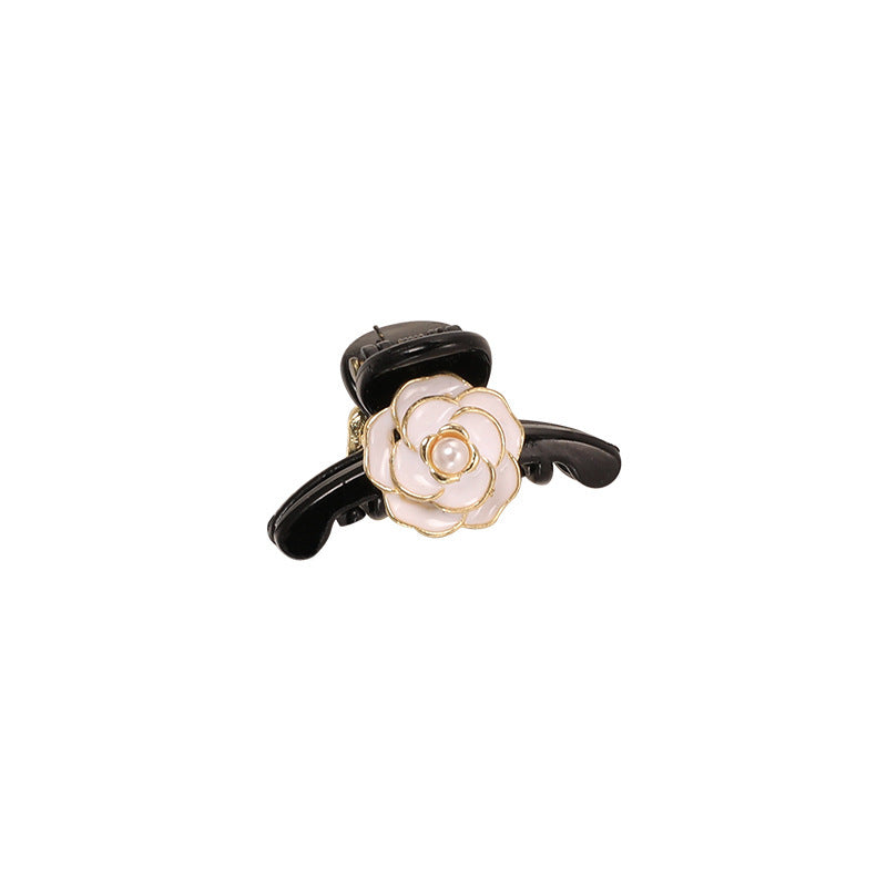 Dripping Oil Camellia Trumpet Bangs Side Cropped Hair Clip