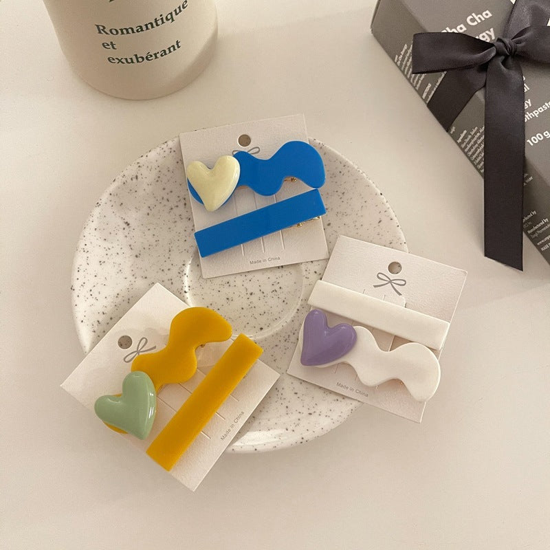 Wave Hair Clip Combination Love Bangs Clip Personalized Hairpin