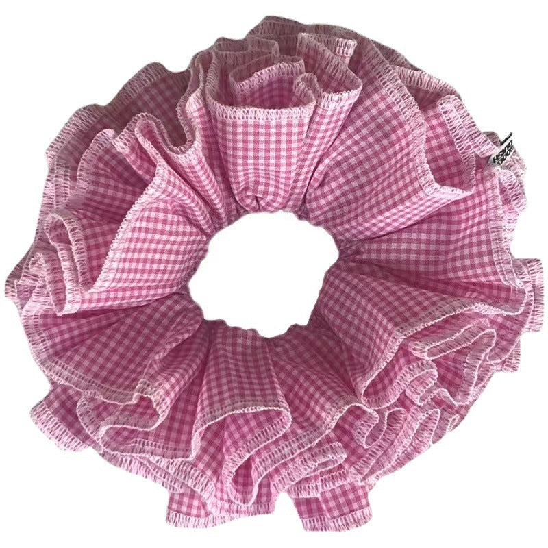 Beautiful Special-interest Design Four-layer Plaid Lace Hair Ring Handmade Girl Ins