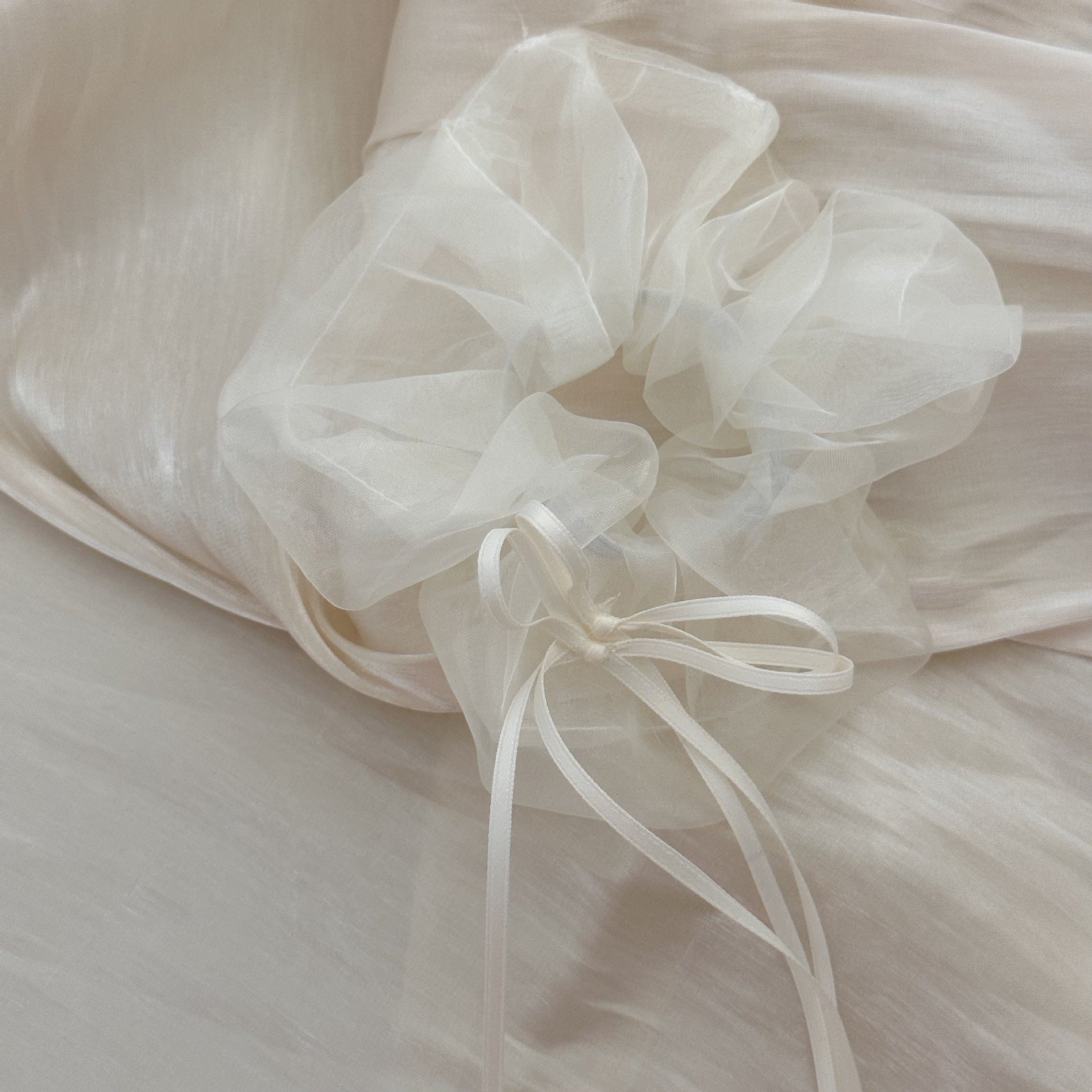 Female Ribbon Seersucker Ballet Style Bowknot Hair Ring