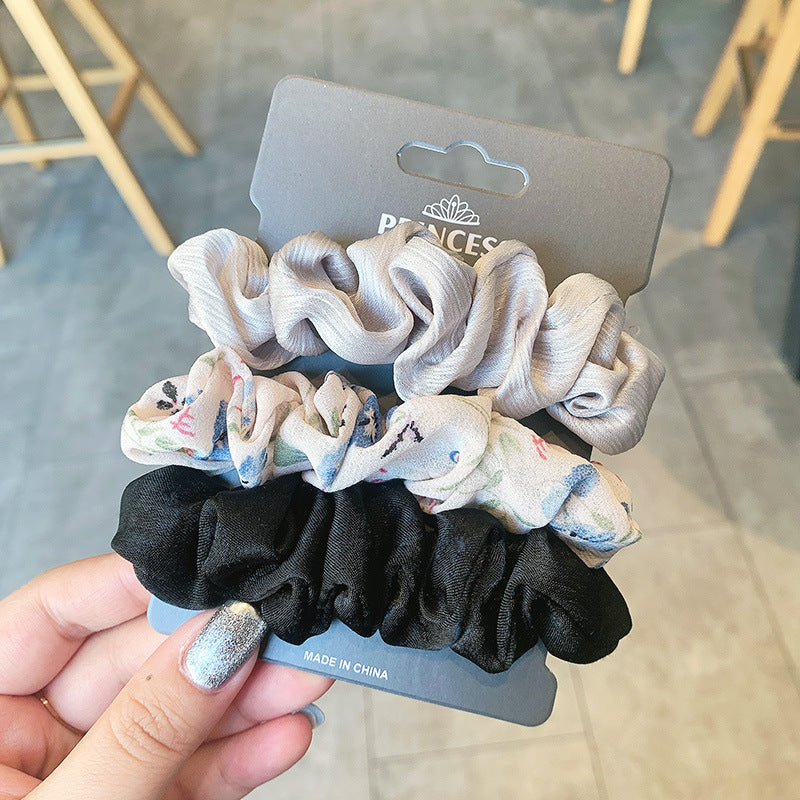 French Ins Simple Elegant Silk Satin Large Intestine Ring Balls Hair Rope Headwear Hair Ring