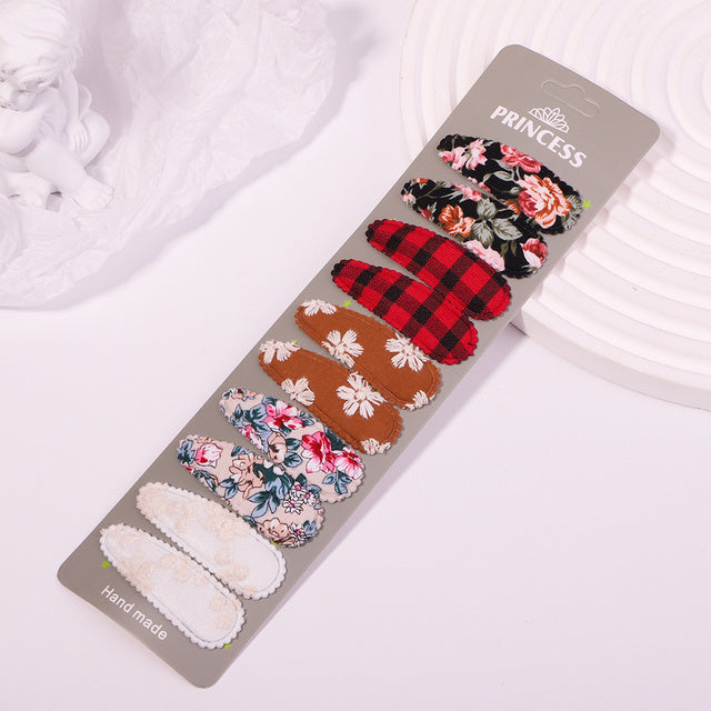 Women's Fashion Embroidered Print Teardrop Hair Clip