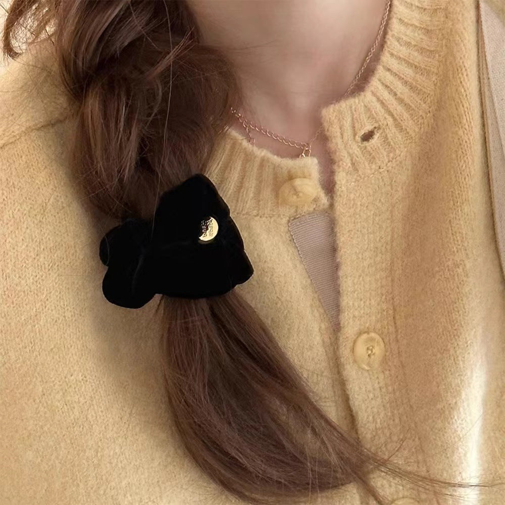 High-end Simple All-match Large Intestine Hair Ring Black Velvet
