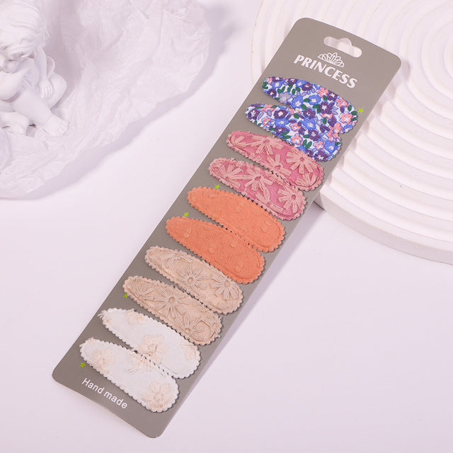 Women's Fashion Embroidered Print Teardrop Hair Clip