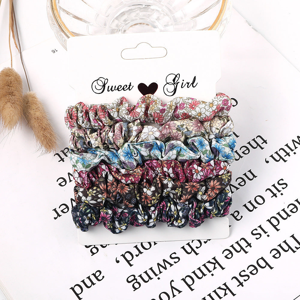 Simple Fabric Large Intestine Hair Ring Candy Color Hair Rope Large Intestine Ring Set