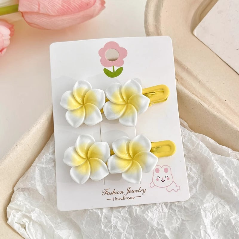 Plumeria Rubra Barrettes Female Side Cute