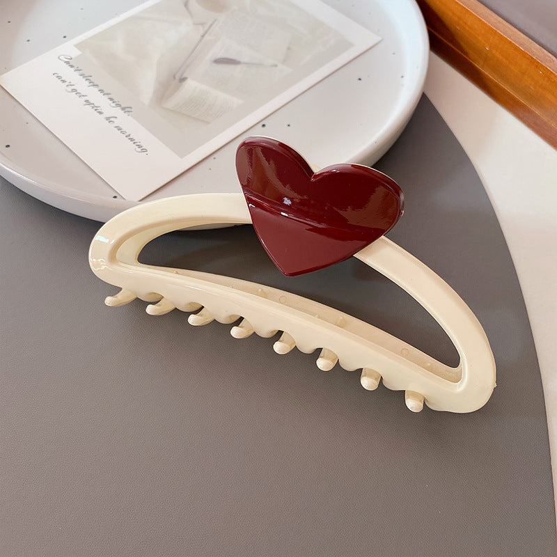 Large Love Heart-shaped Hairpin Semicircle Updo Claw Back Head Shark Clip Hair