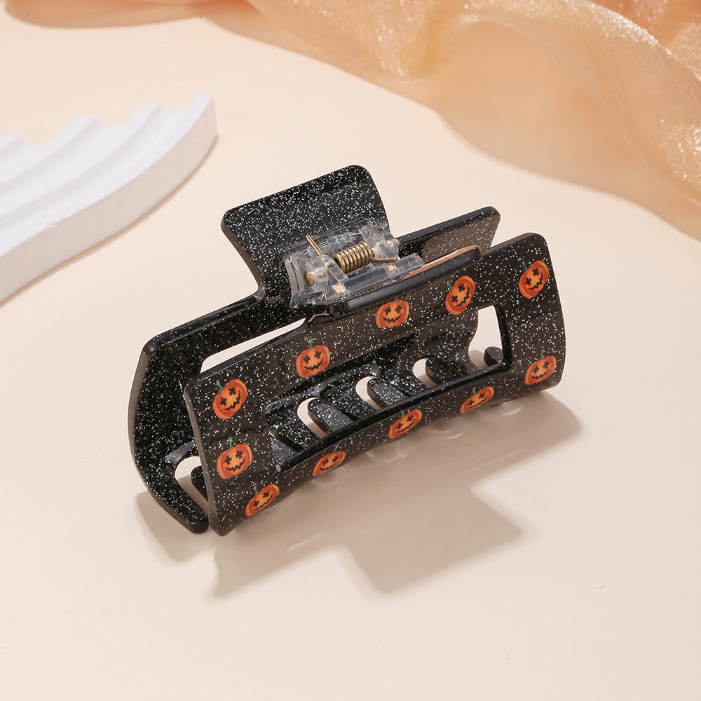 Halloween Square Hollow Simple Pumpkin Barrettes