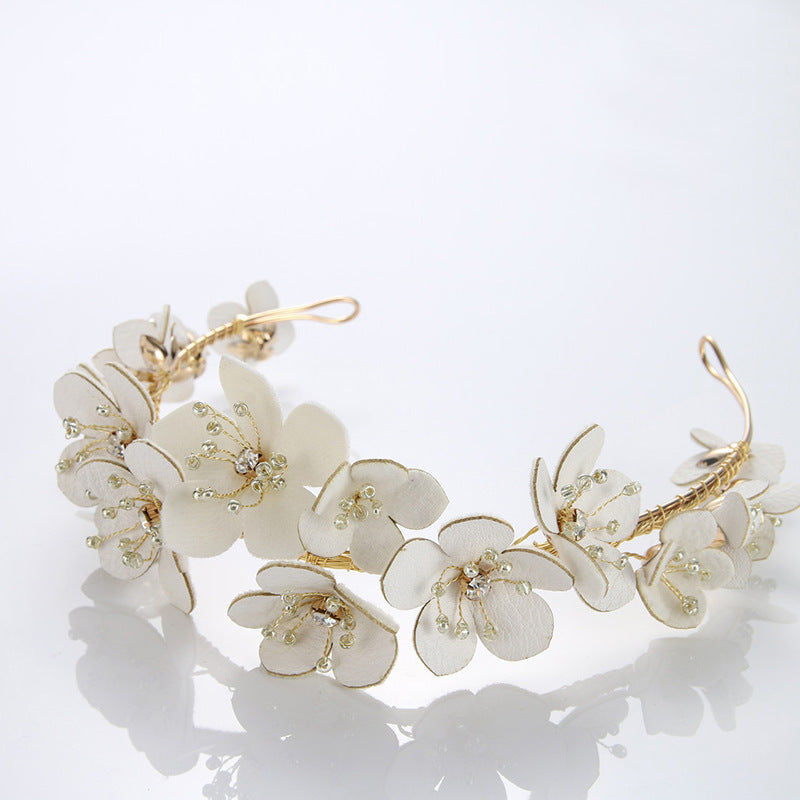 White Rose Bud Hair Hoop Ear Clip