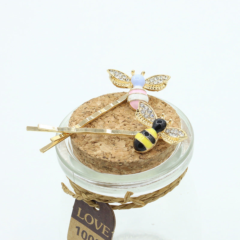 Best Cute Color Dripping Bee Hairpin Small Seaside Clip