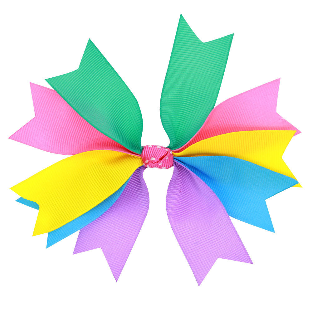 Children's Bow Hair Accessories Colorblock Bound Hair Clip