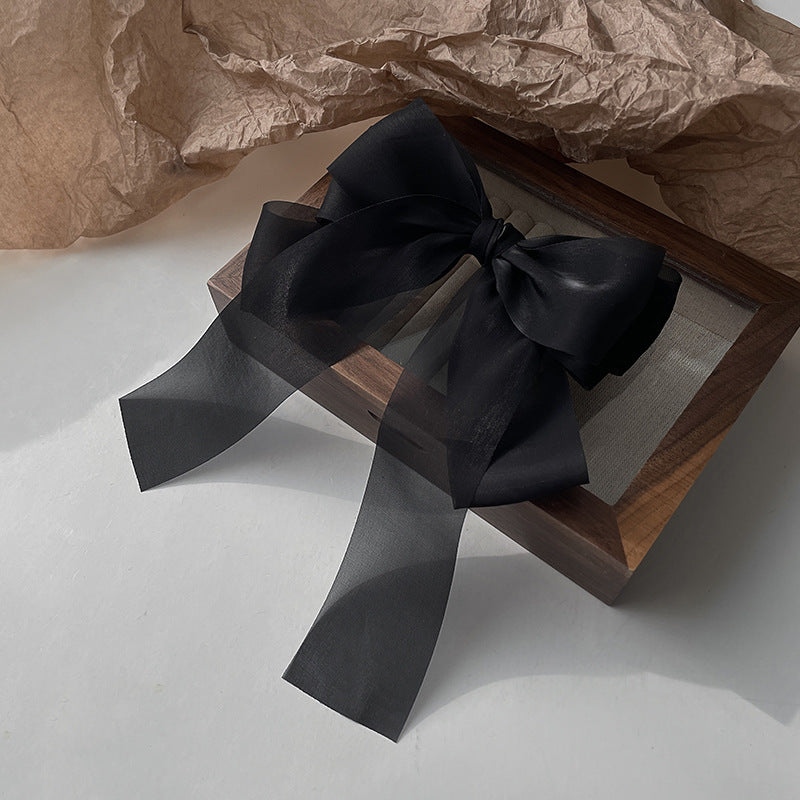 Black Veil Bowknot Spring Clip Back Head Hair Clip