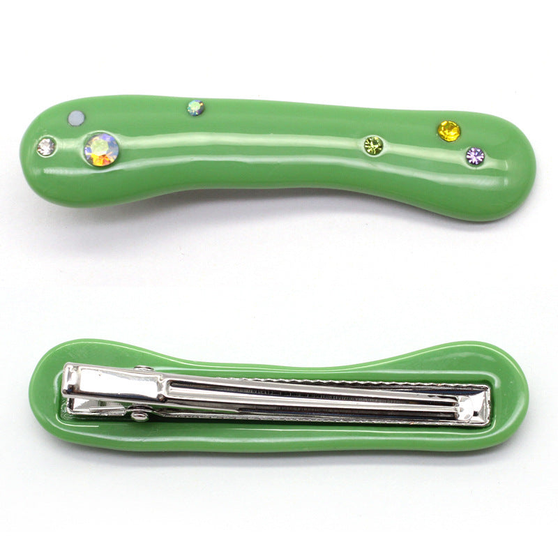 Women's Candy Color Resin Diamond Drop Oil Barrettes