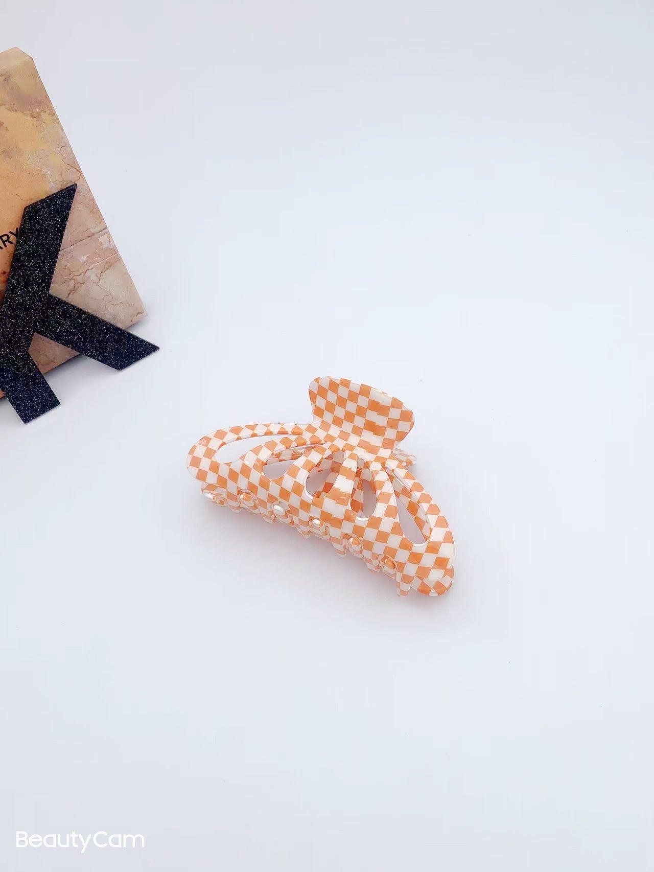 9CM Plaid Barrettes Girly Temperamental Hollow Grip