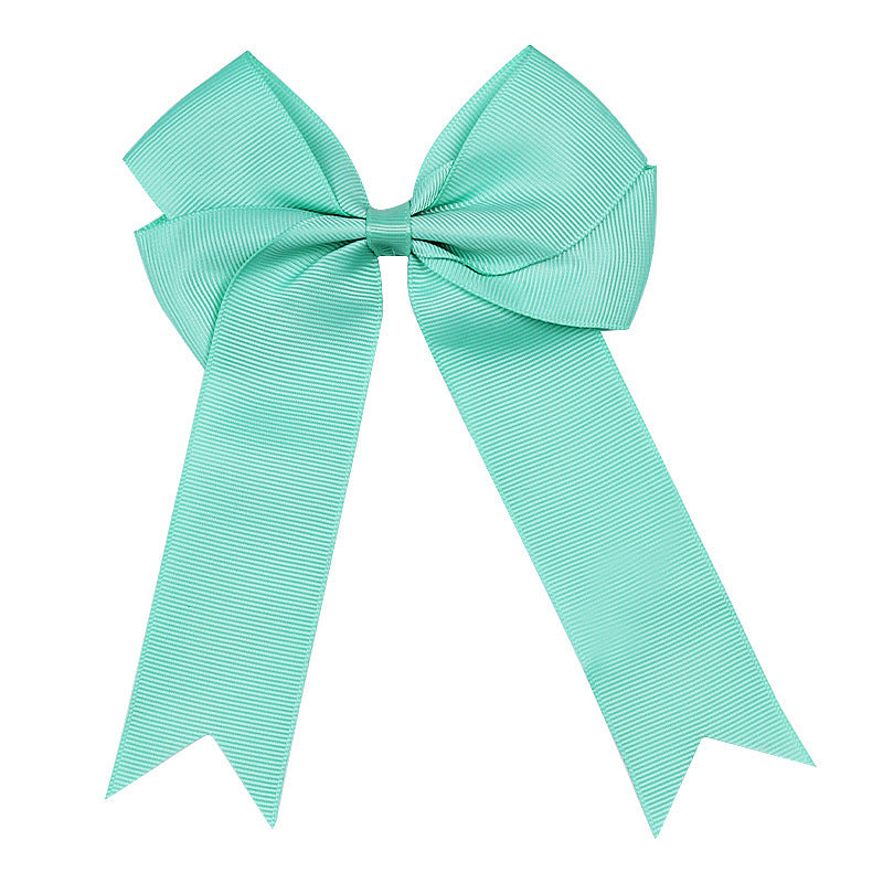 Handmade Long Floating Tail Solid Color Bow Children Barrettes