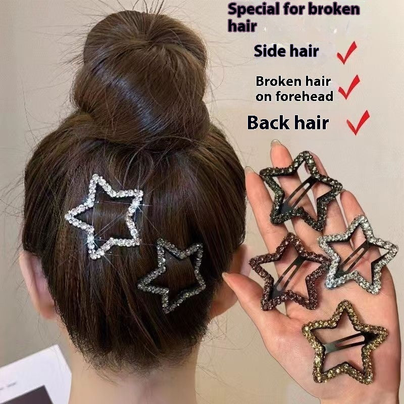 Rhinestone Clouds Of Stars Back Head Hollow Out Broken Hair Bb Forehead Side Bang Clip