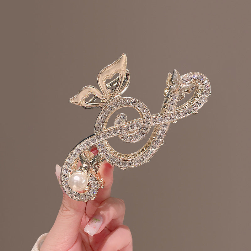 Rhinestone Note Barrettes Female Updo Back Head Grip High-grade Sense Shark Clip Hair Clip Grip Hair Volume More Summer