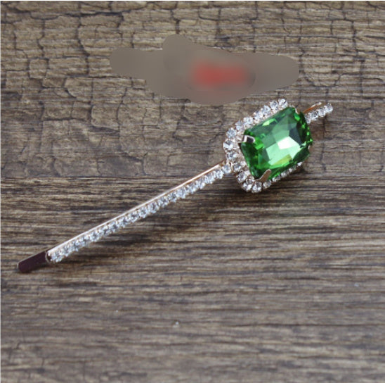 Square Rhinestone Bobby Pin Hair Clip Personality Side Clip Headdress