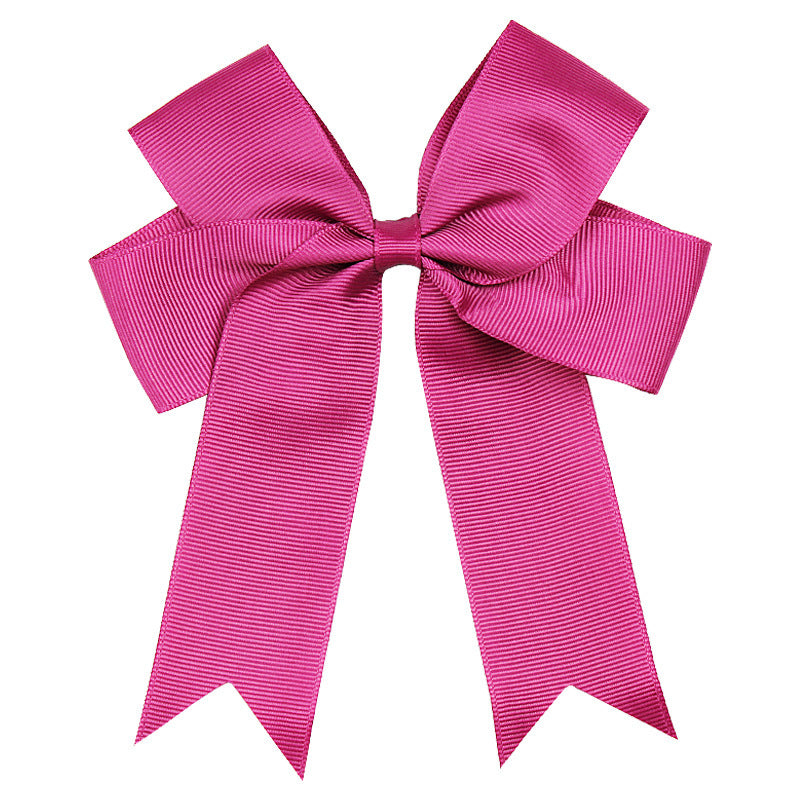Handmade Long Floating Tail Solid Color Bow Children Barrettes