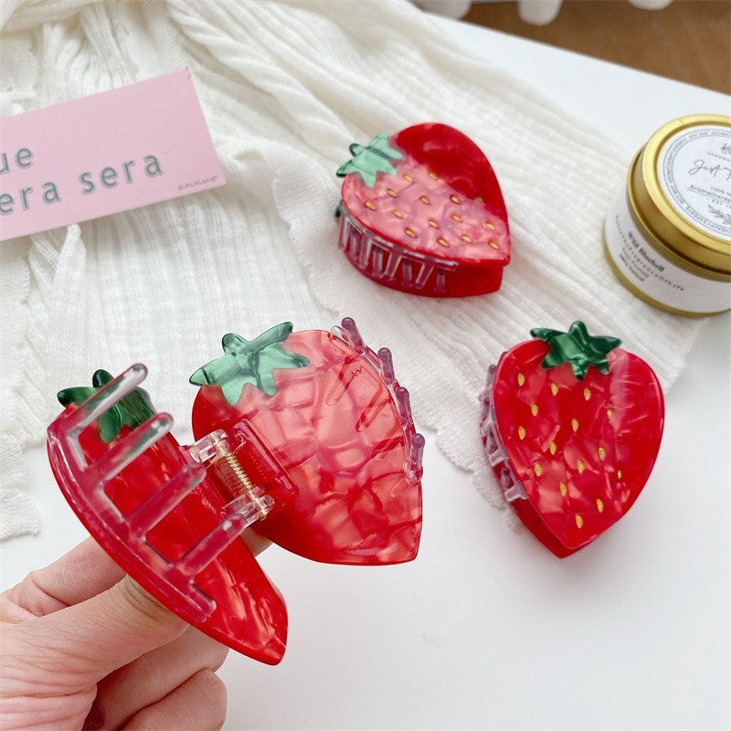 Cute Strawberry Shark Clip Bun Hair Clip Headdress